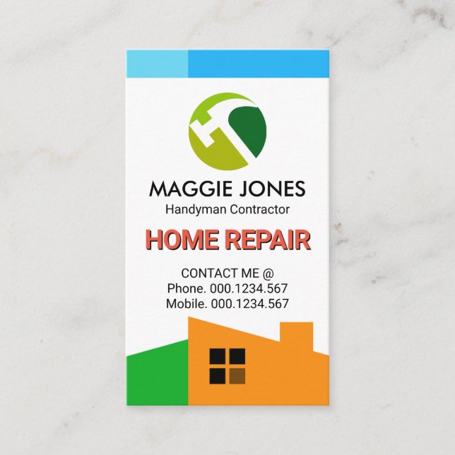 Cartão De Visita Quadro do Céu Azul no Telhado na moda (Frente)