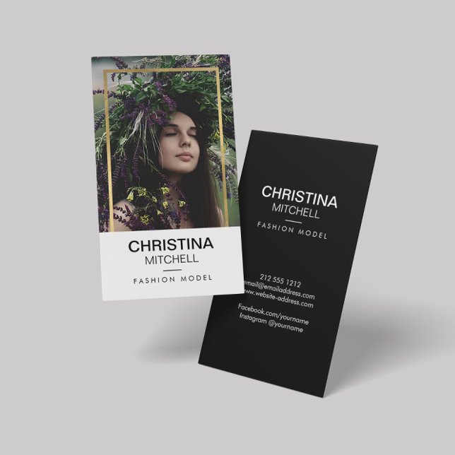 Cartão De Visita Quadro Dourado de Foto Faux Foto do Capturador de  (Criador carregado)