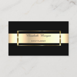 Cartão De Visita Quadro Dourado de Tendy Black Stripe Elegante