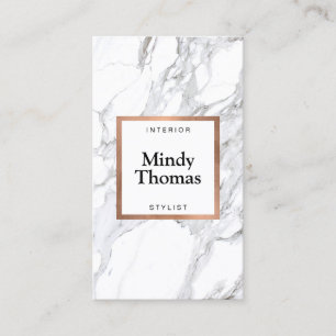 Cartão De Visita Quadro Dourado do Mágico Branco Moderno Faux