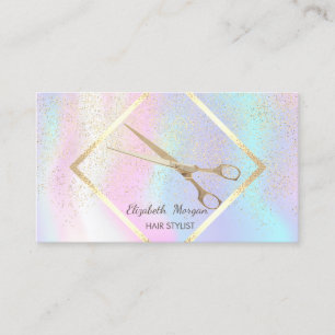Cartão De Visita Quadro Dourado Holográfico Moderno,Confetti,Tesou