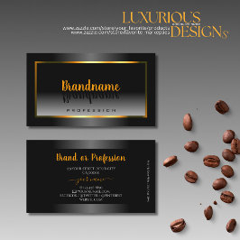 Cartão De Visita Quadro Dourado Laranja Elegante Gradiente Preto e 