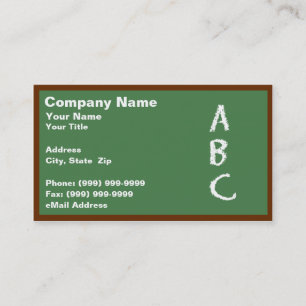 Cartão De Visita Quadro-negro verde com ABCs