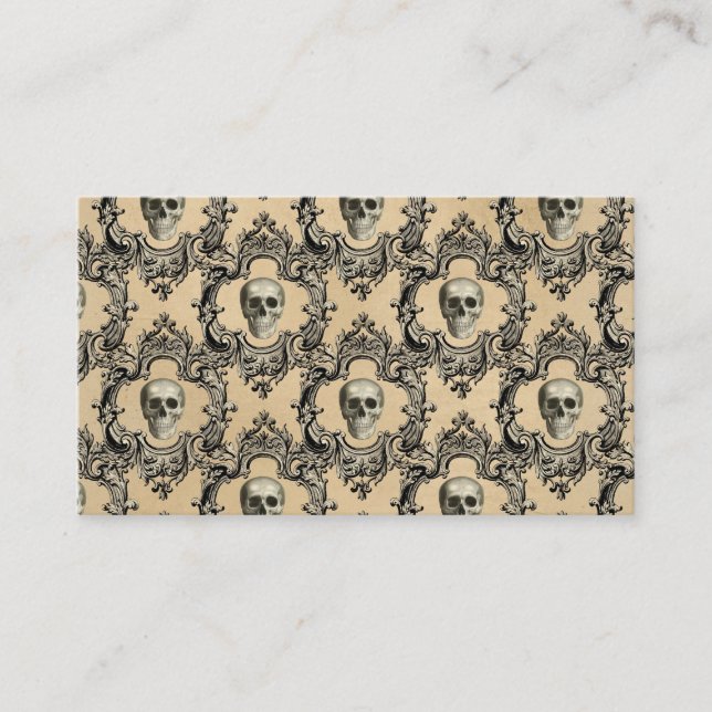 Cartão De Visita Quadro Vitoriano de crânios Gótico de esqueleto gó (Frente)