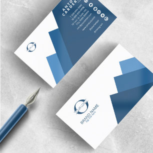Cartão De Visita Qualquer 3 cores geométricas com logotipo azul ID