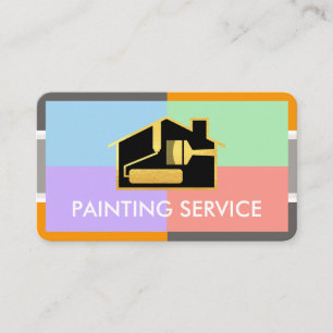 Cartão De Visita Quartos Pastéis em Moldura de Pintura Elegante