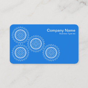 Cartão De Visita Quatro engrenagens - Branco em Azul - Cinzas