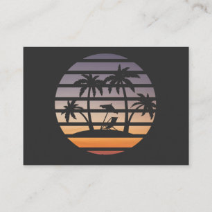 Cartão De Visita quatro palmeiras em um T-Shirt por pôr do sol