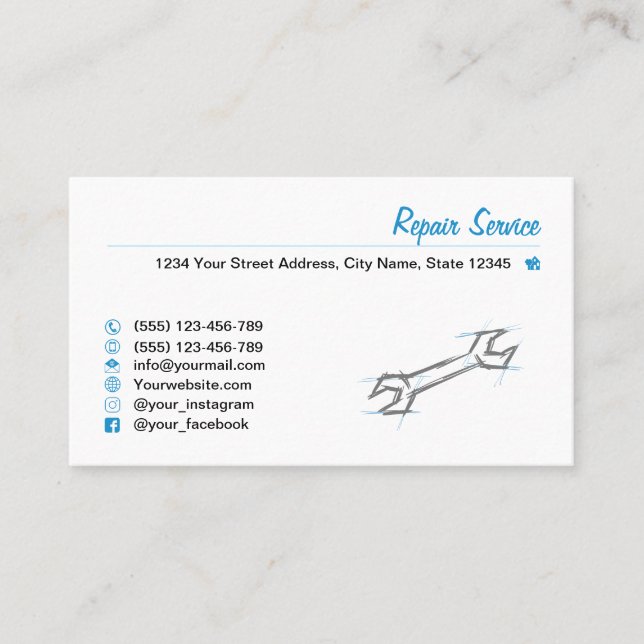 Cartão De Visita Que se lixe a chave, puxada a mão. Serviço de repa (Frente)