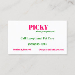 Cartão De Visita Que tal o Pet's Care? Pet Sitter Rosa e Verde