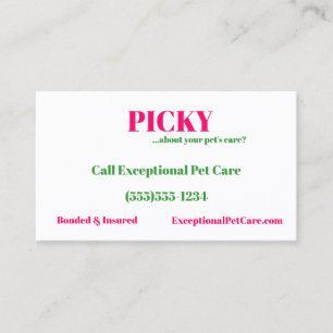 Cartão De Visita Que tal o Pet's Care? Pet Sitter Rosa e Verde