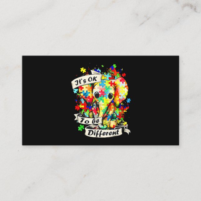 Cartão De Visita Quebra-cabeça De Elefante Autismo É Certo Ser Outr (Frente)