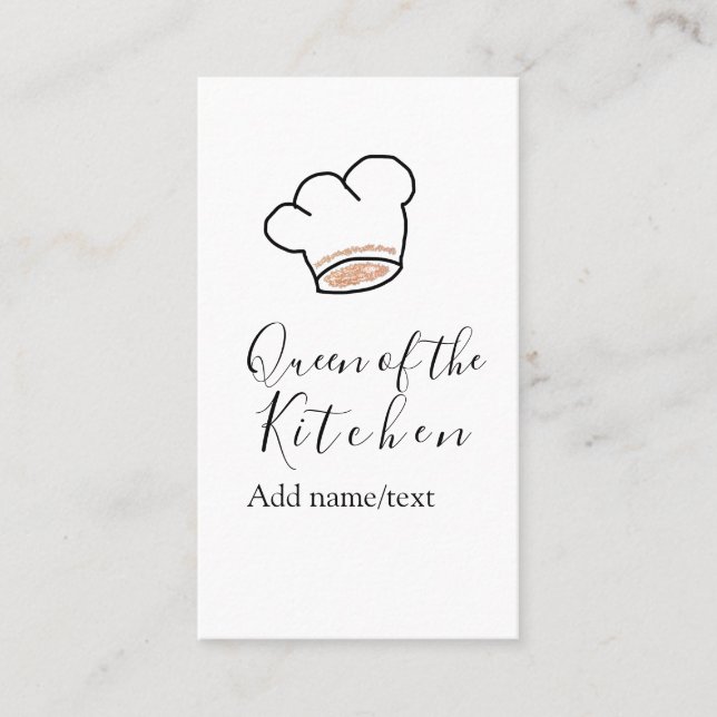 Cartão De Visita Queen of the kitchen chef cooking add name crown  (Frente)