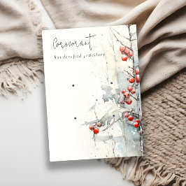 Cartão De Visita Quic Red Snow Winter Berries 2 Earrando Holder