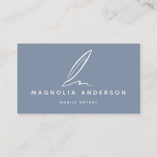 Cartão De Visita Quill Notório Móvel | Azul branco (Frente)