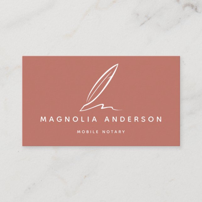 Cartão De Visita Quill Notório Móvel | Terracotta (Frente)