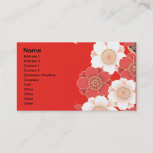 Cartão De Visita Quimono vermelho & branco do japonês de Sakura