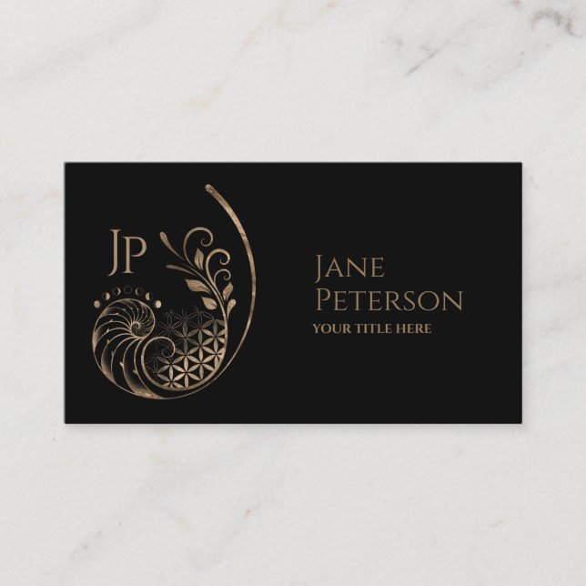 Cartão De Visita Rácio do ouro - Flor da vida - Geometria Sagrada (Frente)