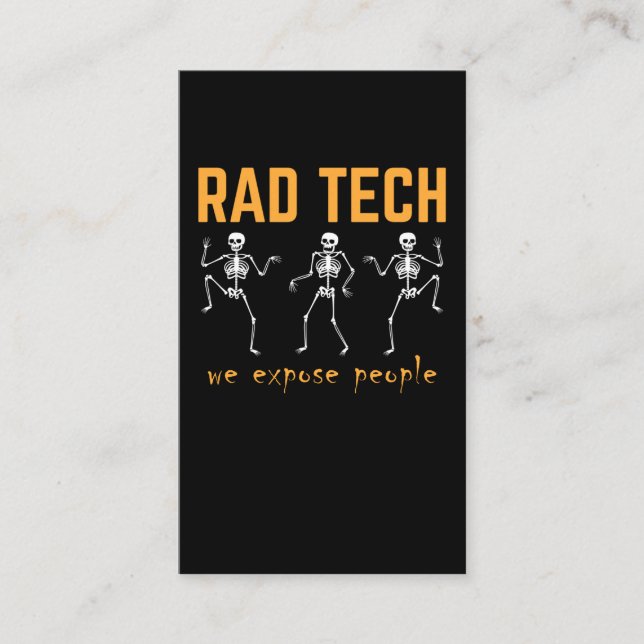 Cartão De Visita Radiologista engraçado Skeletons Xray Radiologia (Frente)