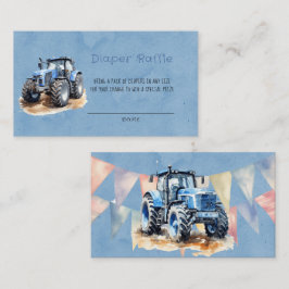 Cartão De Visita Raffle Fralda Trator Boy Blue Watercolor