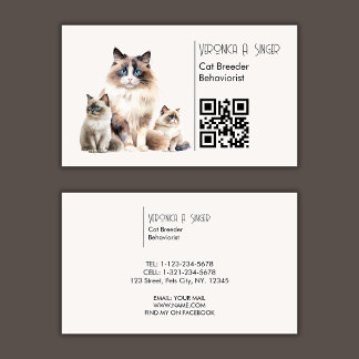 Cartão De Visita Ragdoll Breeder Behaviorist Código QR Cat