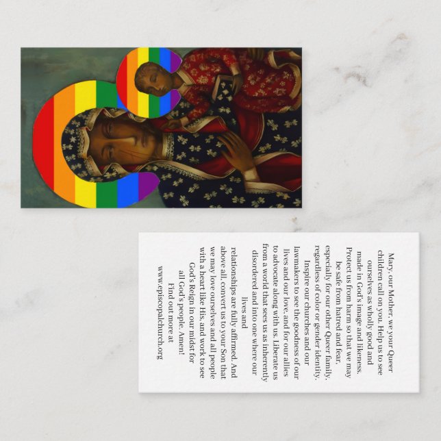 Cartão De Visita Rainbow Black Madonna Holy Card (Frente/Verso)