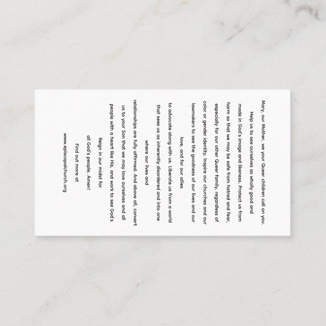 Cartão De Visita Rainbow Black Madonna Holy Card (Verso)