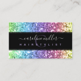 Cartão De Visita Rainbow Colorful Glitter Monograma Beauon