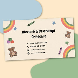 Cartão De Visita Rainbow, Crayon & Teddy Bear - Child Care
