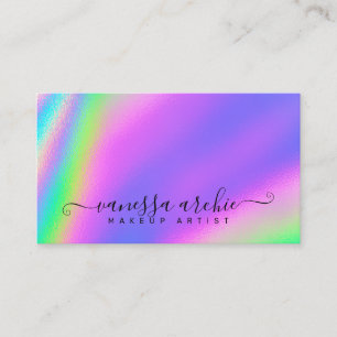 Cartão De Visita Rainbow Holographic Foil Beauty Service