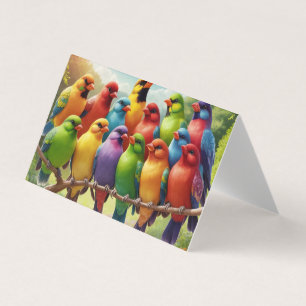 Cartão De Visita Rainbow Lovebird: Uma Serenada no Jardim