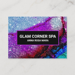 Cartão De Visita *~* Rainbow QR Glitter Glitz Glam Beleza Luxe