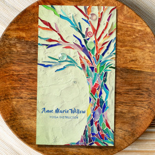 Cartão De Visita Rainbow Tree Yoga Instructor Green
