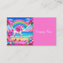 Rainbow Unicorn em uma praia tropical