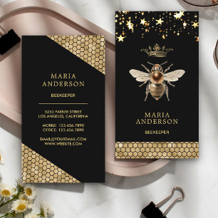 Cartão De Visita Rainha Abelha Preta Vintage Ouro Real Apicultor