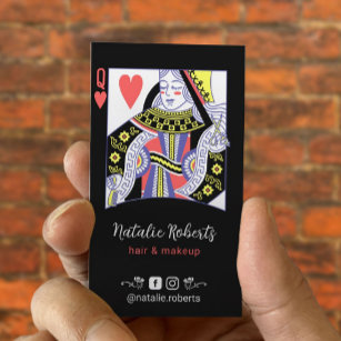 Cartão De Visita Rainha do Coração Estilista Bela Salão Preto