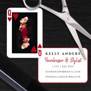 Cartão De Visita Rainha dos Corações Foto Feminina Moderna Hairdres