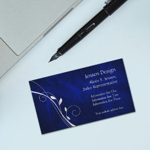 Cartão De Visita Raio Real Azul-Silver Folha Elegante