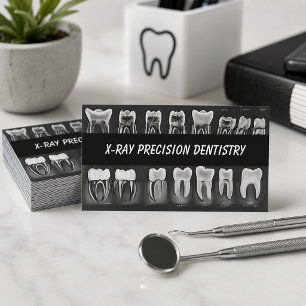 Cartão De Visita Raio-X Dentário Preto e Branco Moderno