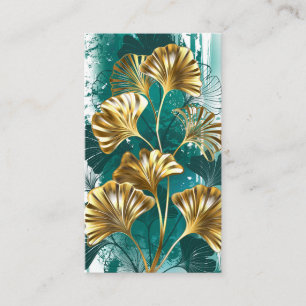 Cartão De Visita Ramificação com Ouro deixa Ginko Biloba