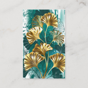 Cartão De Visita Ramificação com Ouro deixa Ginko Biloba