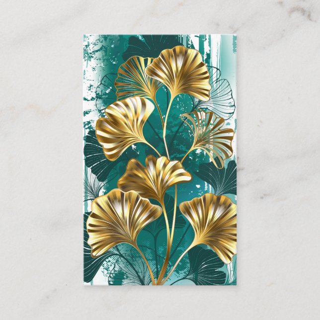 Cartão De Visita Ramificação com Ouro deixa Ginko Biloba (Frente)