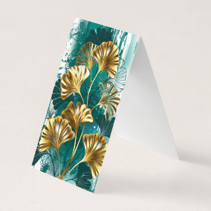 Cartão De Visita Ramificação com Ouro deixa Ginko Biloba