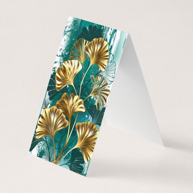 Cartão De Visita Ramificação com Ouro deixa Ginko Biloba (Verso)