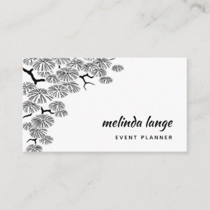Cartão De Visita Ramificação do Pinho Botânico Elegante Branco P