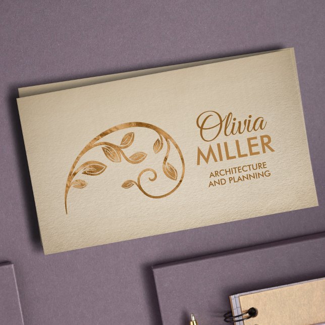 Cartão De Visita Ramificação Espiral do Ouro Geométrico Sagrado (Criador carregado)