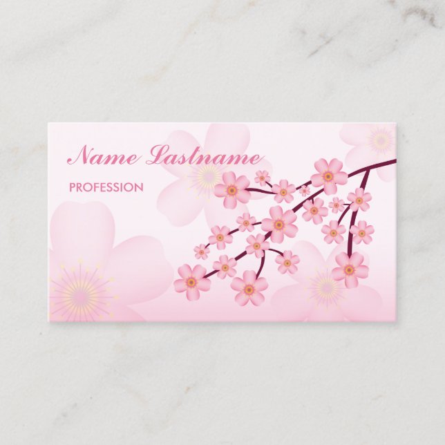 Cartão De Visita Ramo de árvore de flor de cerejeira Sakura floral  (Frente)