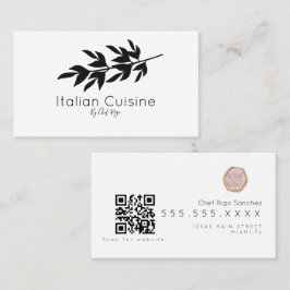 Cartão De Visita Ramo de Azeitona Preta Botânico Chef Italiano