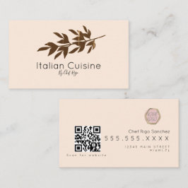 Cartão De Visita Ramo de Oliveira Rústico Chef Italiano Botânico