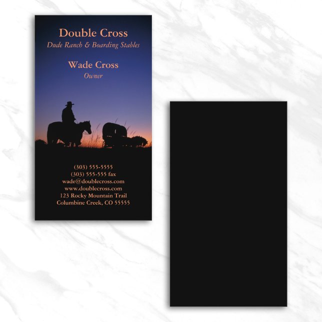Cartão De Visita Rancho Western (Western Sunset Photo Dude Ranch Business Card)